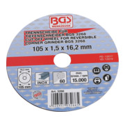 Disque à couper pour art. 3268 Ø 105 x 1,5 x 16,2 mm BGS