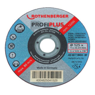 Disque à découper Rothenberger INOX PROFI Plus, 115x1, en étain (contenu 10 pcs.)