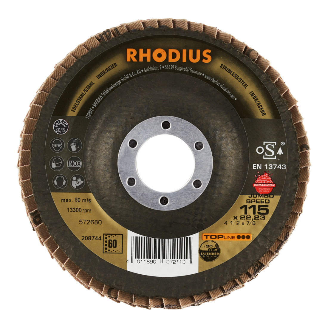 RHODIUS TOPline JUMBO SPEED EXTENDED Disque à lamelles acier inoxydable