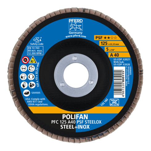 PFERD POLIFAN disque à lamelles PFC PSF STEELOX A corindon