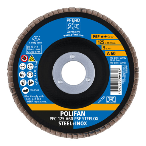 PFERD POLIFAN disque à lamelles PFC PSF STEELOX A corindon
