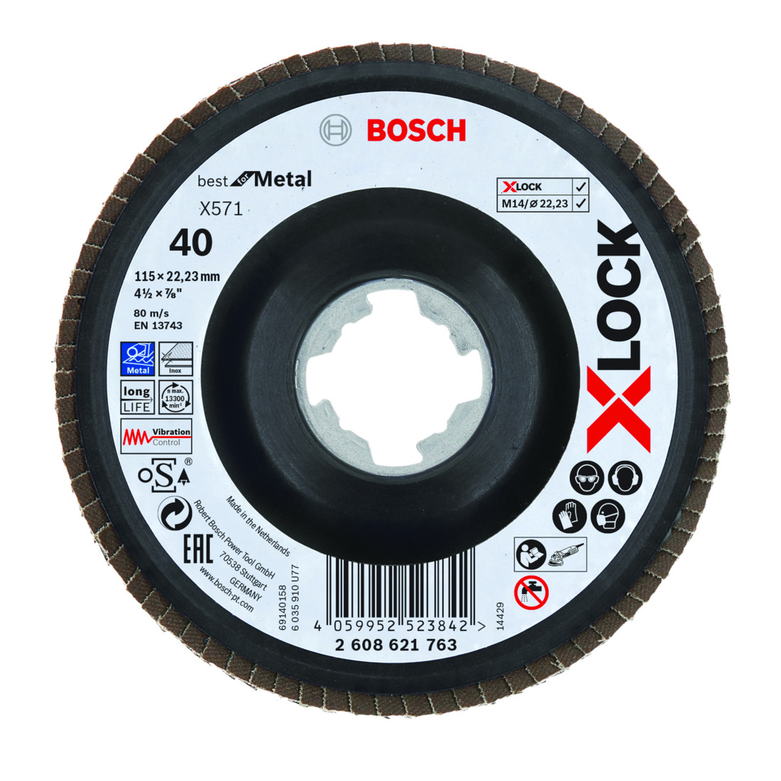 Disque à lamelles Bosch X-LOCK X571 Best for Metal diamètre 115 mm grain 40