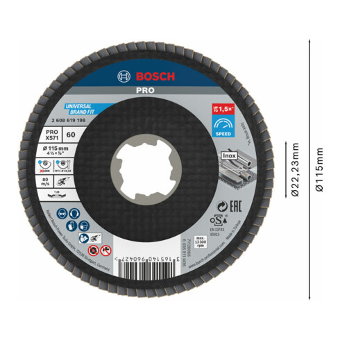 Disque à rabat Bosch X571 Best for Metal, coudé, Fibre