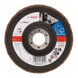 Disque à lamelles Bosch X571, pour métal, coudé, 125 x 22,23 mm, 40, verre