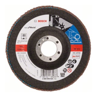 Disque à lamelles Bosch X571, pour métal, coudé, 125 x 22,23 mm, 80, verre