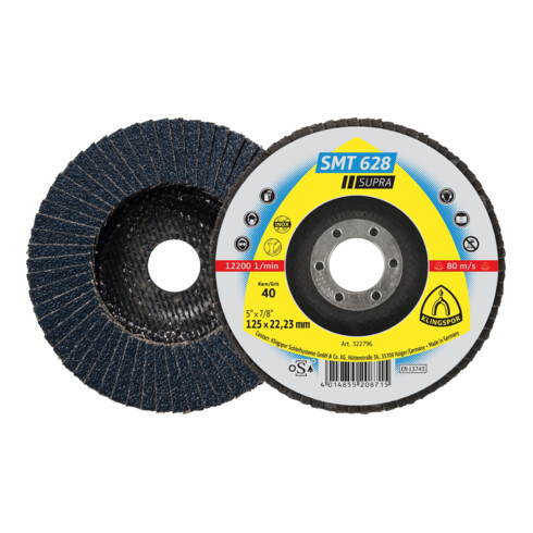 Disque à lamelles Klingspor SMT 628 125 x 22,23 mm grain 80 plat