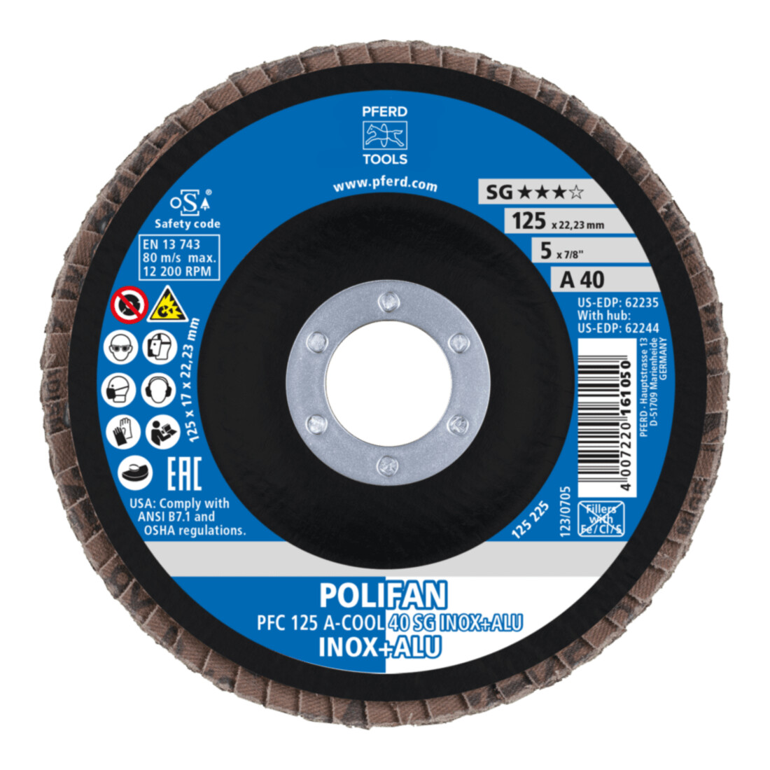 PFERD POLIFAN disque à lamelles PFC COOL SG INOX+ALU 125 mm