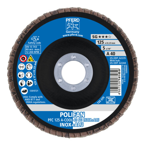 PFERD POLIFAN disque à lamelles PFC COOL SG INOX+ALU 125 mm