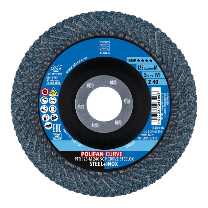 Disque à lamelles PFERD POLIFAN PFR 125-M Z40 SGP CURVE STEELOX (2)