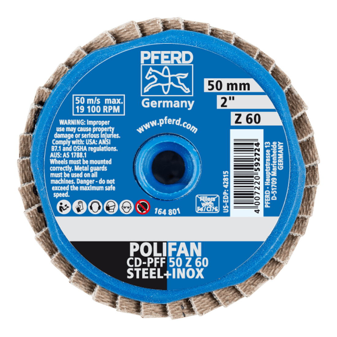 Disque à lamelles PFERD-Rüggeberg COMBIDISC-Mini-Polifan K60 50mm