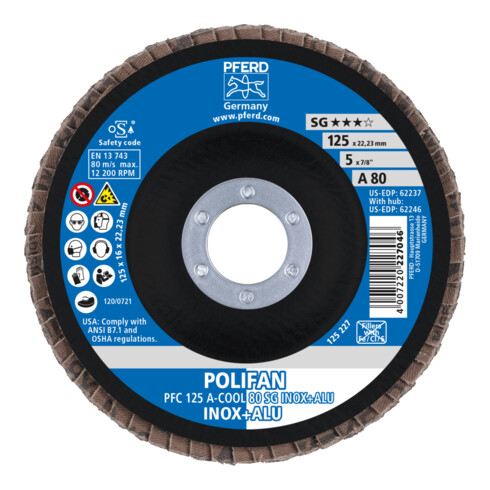 PFERD POLIFAN disque à lamelles PFC COOL SG INOX+ALU 125 mm