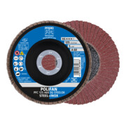 Disque à lamelles POLIFAN® A SG STEELOX D. 125 mm granul. A-60 conique acier/boi