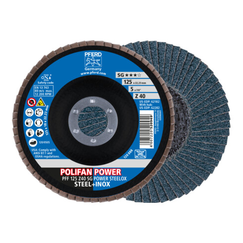 PFERD POLIFAN disque à lamelles PFF SG POWER STEELOX, modèle plat