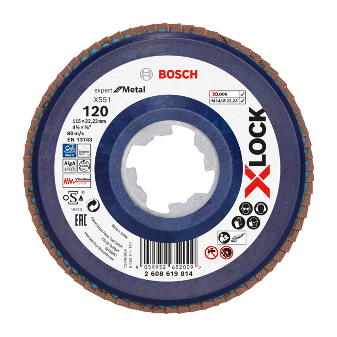 Disque à lamelles X-LOCK X551 Bosch, Expert for Metal, K : 120, 115 mm