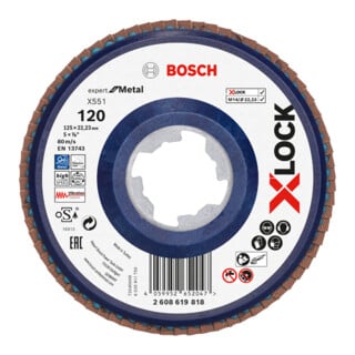 Disque à lamelles X-LOCK X551 Bosch, Expert for Metal, K : 120, 125 mm