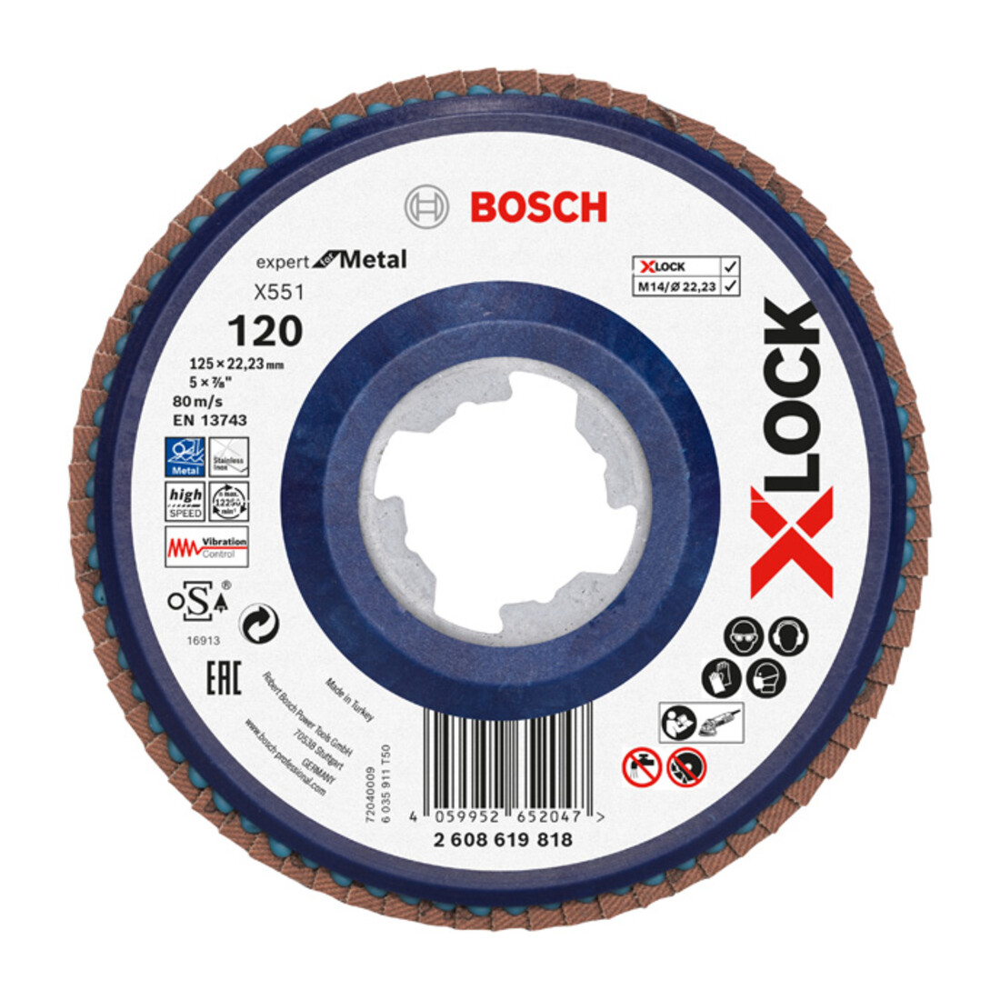 Disque à lamelles X-LOCK X551 Bosch, Expert for Metal, K : 120, 125 mm