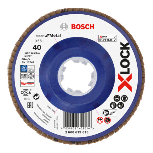 Disque à lamelles X-LOCK X551 Bosch, Expert for Metal, K : 40, 125 mm