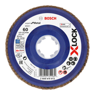 Disque à lamelles X-LOCK X551 Bosch, Expert for Metal, K : 60, 115 mm