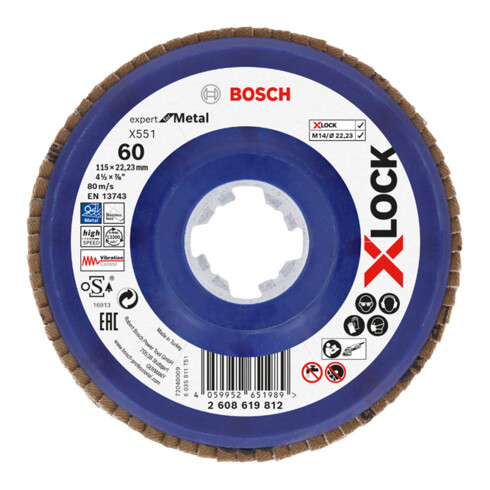 Disque à lamelles X-LOCK X551 Bosch, Expert for Metal, K : 60, 115 mm