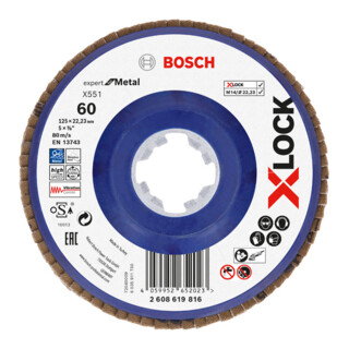 Disque à lamelles X-LOCK X551 Bosch, Expert for Metal, K : 60, 125 mm