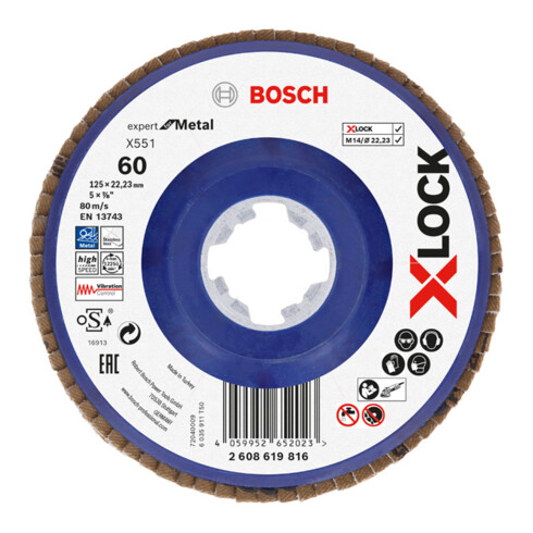 Disque à lamelles X-LOCK X551 Bosch, Expert for Metal, K : 60, 125 mm