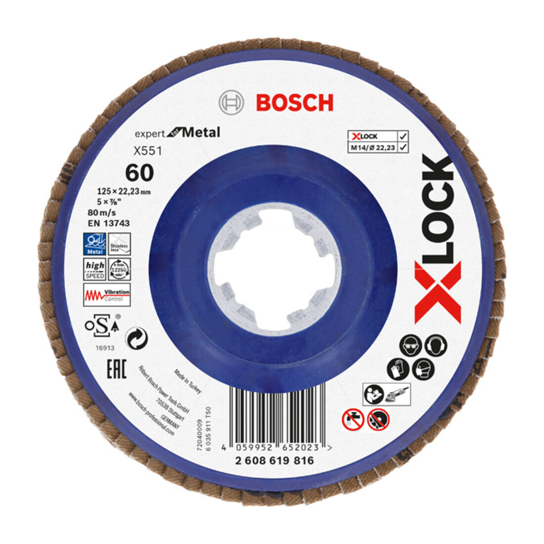 Disque à lamelles X-LOCK X551 Bosch, Expert for Metal, K : 60, 125 mm