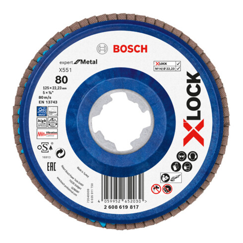 Disque à lamelles X-LOCK X551 Bosch, Expert for Metal, K : 80, 125 mm