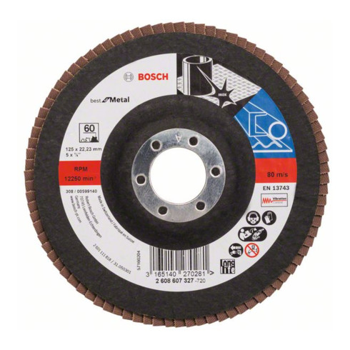 Disque à rabat Bosch X571 Best for Métal droit 125 mm 60 Tissu de verre