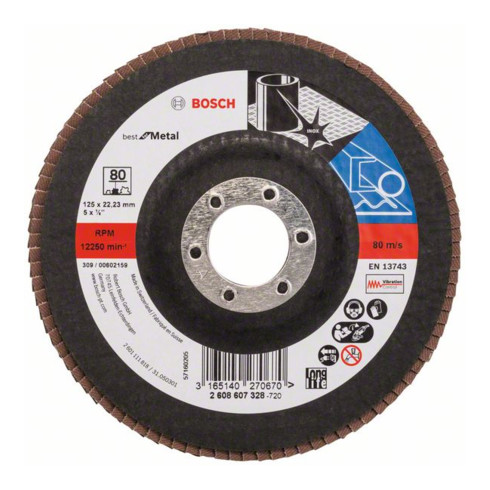 Disque à rabat Bosch X571, Best for Metal, droit, 125 x 22,23 mm, 80, verre