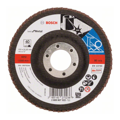 Disque à rabat droit Bosch X571 Best for Metal, tissu de verre