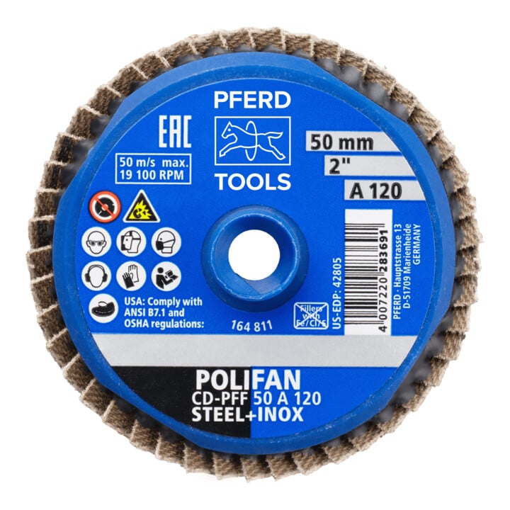 Disque à surfacer à lamelles COMBIDISC®-Mini-POLIFAN® D. 50 mm granul. 120 19100