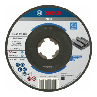 Disque à tronçonner à moyeu déporté Standard for Metal X-Lock Bosch, diamètre 125 mm