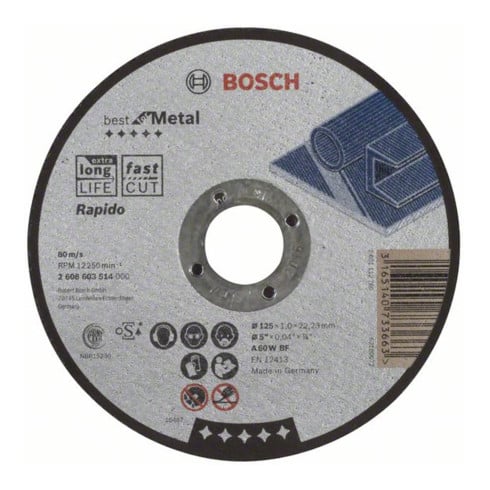 Disque à tronçonner à moyeu plat Best for Metal - Rapido A 60 W BF, 125 mm, 1,0 mm