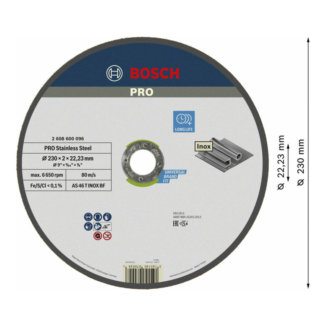 Disque à tronçonner à moyeu plat Expert for Inox AS 46 T INOX BF, 230 mm, 2,0 mm