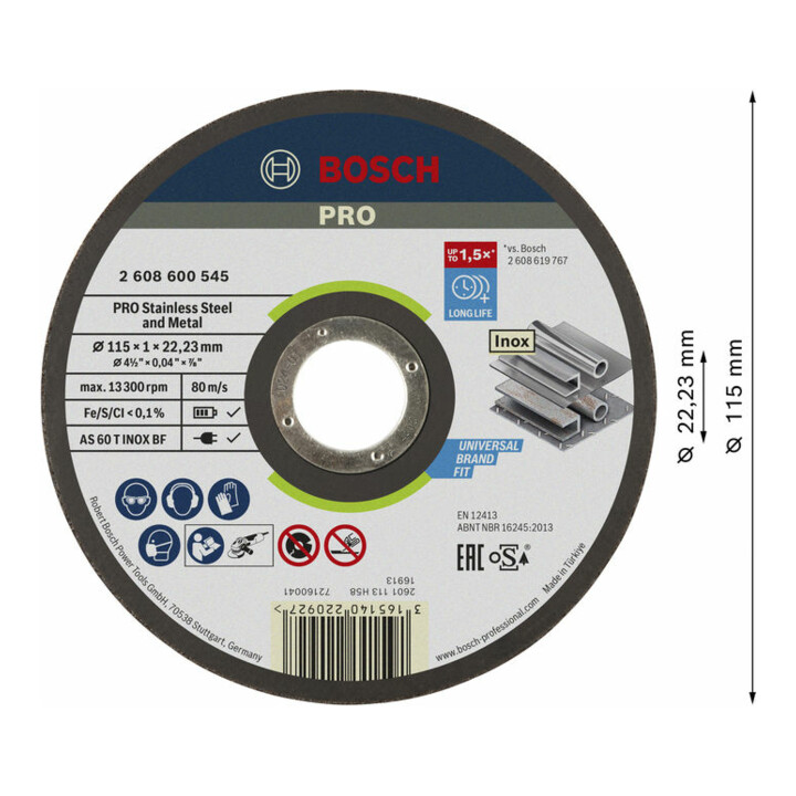 Disque à tronçonner à moyeu plat Expert for Inox - Rapido AS 60 T INOX BF, 115 mm, 1,0 mm