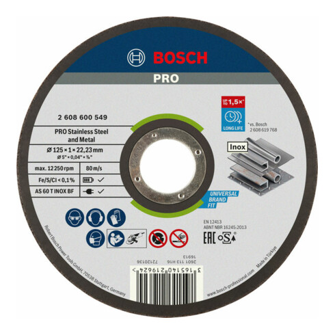 Disque à tronçonner à moyeu plat Expert for Inox - Rapido AS 60 T INOX BF, 125 mm, 1,0 mm