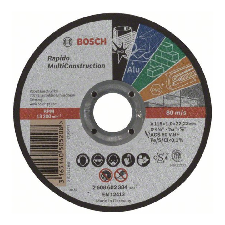 Bosch Meules de tronçonnage Multi Construction Rapido, droite