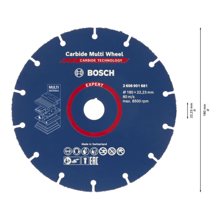 Disque à tronçonner Bosch EXPERT Carbide Multi Wheel, 180 mm, 22,23 mm
