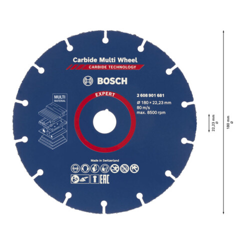 Disque à tronçonner Bosch EXPERT Carbide Multi Wheel, 180 mm, 22,23 mm