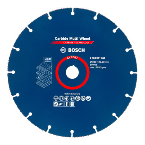 Disque à tronçonner Bosch EXPERT Carbide Multi Wheel, 230 mm, 22,23 mm