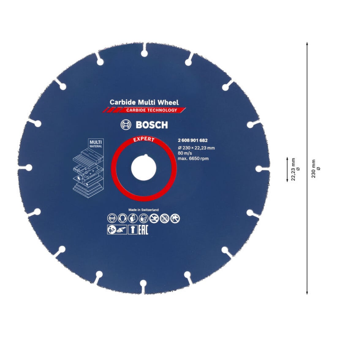 Disque à tronçonner Bosch EXPERT Carbide Multi Wheel, 230 mm, 22,23 mm