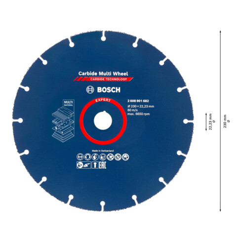 Disque à tronçonner Bosch EXPERT Carbide Multi Wheel, 230 mm, 22,23 mm
