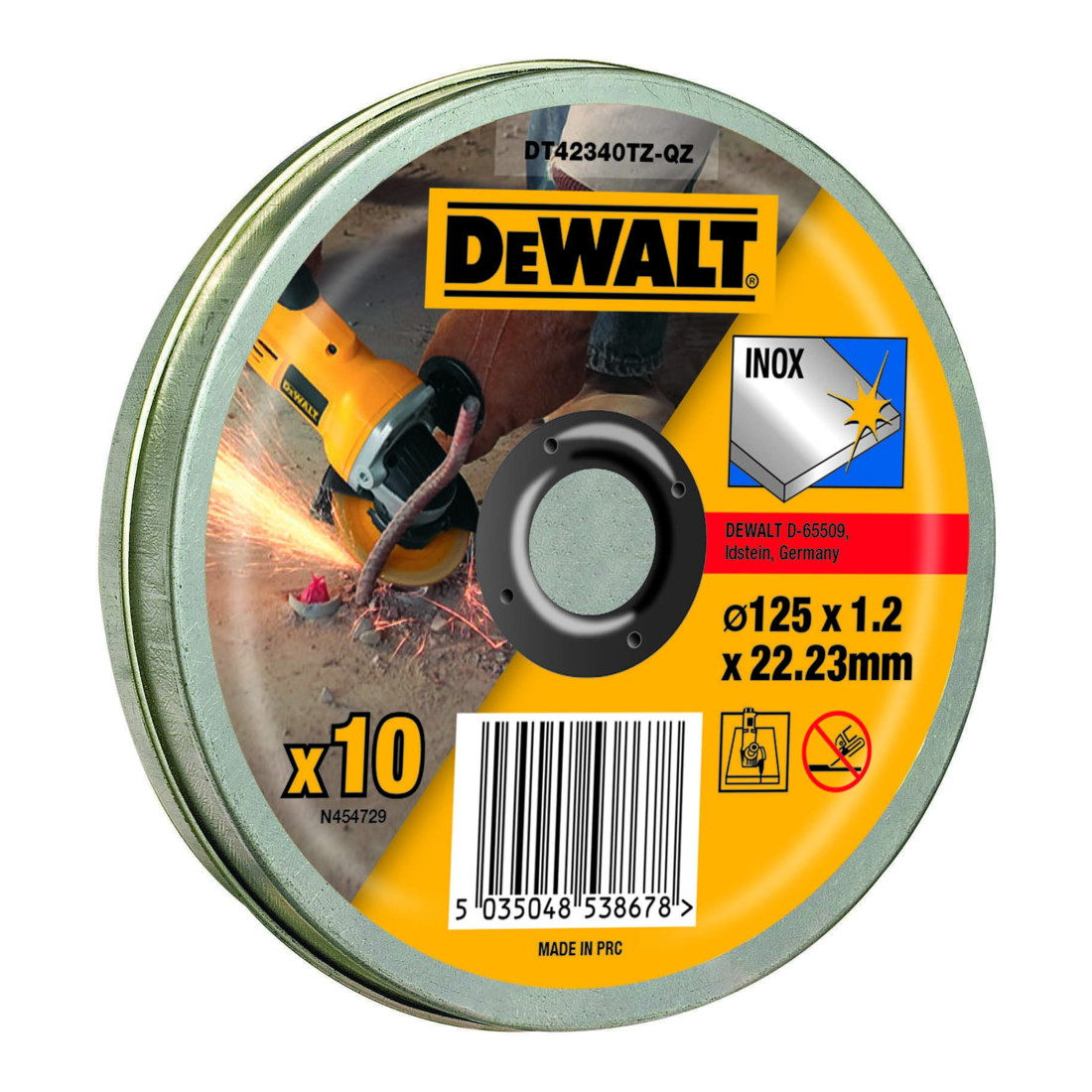 Disque à tronçonner DEWALT en acier inoxydable plat 125 mm x 1,2 mm DT42340TZ-QZ