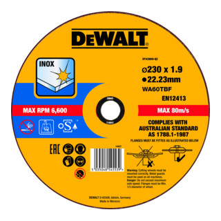 Disque à tronçonner haute performance DEWALT acier inoxydable, plat