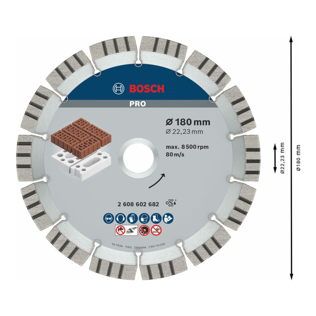 Disque à tronçonner diamanté Bosch Meilleur pour abrasif 180 x 22,23 x 2,4 x 12 mm
