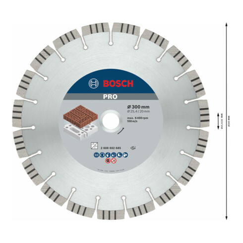 Disque à tronçonner diamanté Bosch Meilleur pour abrasif 300 x 20,00/25,40 x 2,8 x 15 mm