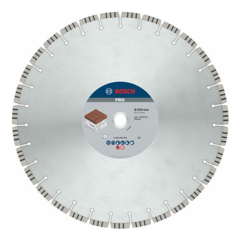 Disque à tronçonner diamanté Bosch Meilleur pour abrasif 450 x 25,40 x 3,6 x 12 mm