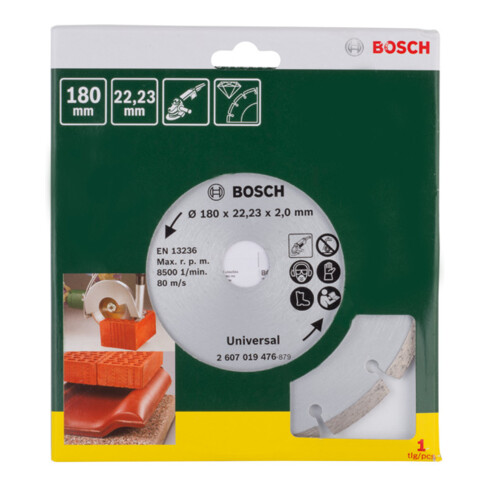 Disque à tronçonner diamanté pour matériaux de construction, Ø 180 mm