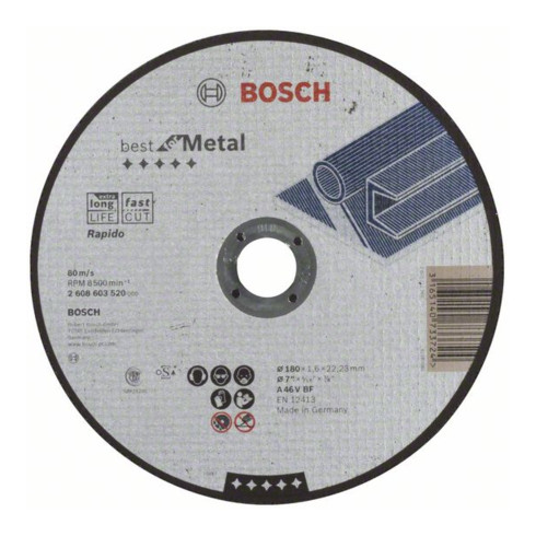 Disque à tronçonner droit Bosch Best for Metal - Rapido A 46 V BF 180 mm 1,6 mm