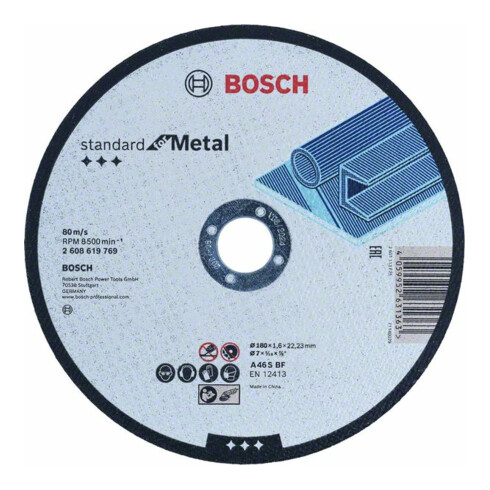 Disque à tronçonner droit Bosch, Standard for Metal Straight 180 mm, 22.23 mm